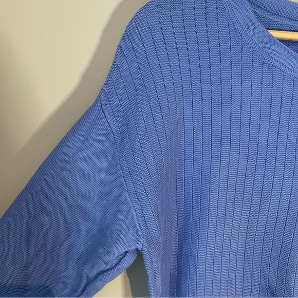 Talbots Blue Mixed Stitch Button Detail Tunic Sweater - women’s size Large EUC - Picture 5 of 7